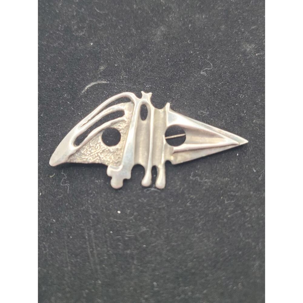 Vintage Europe MidCentury Modern Abstract Silver Brooch MCM Brutalist Studio Pin